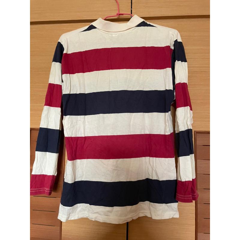 二手近全新 長袖秋冬領子橫條紋襯衫-細節圖2