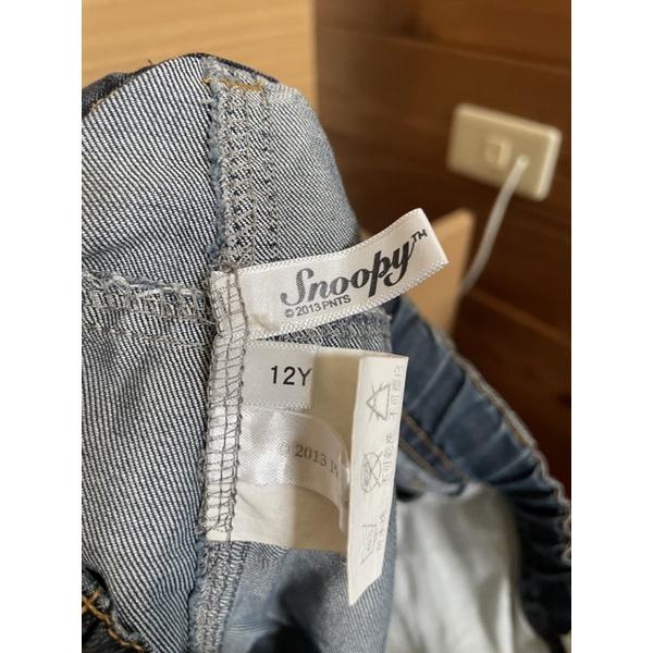 近全新二手女Snoopy 舒適蝴蝶結牛仔深色短褲 簡約 Uniqlo 風-細節圖4