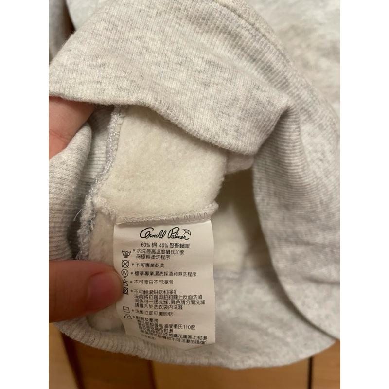 近全新 Arnold Palmer純棉logo白色長袖刷毛連帽帽T上衣 雨傘牌-細節圖3