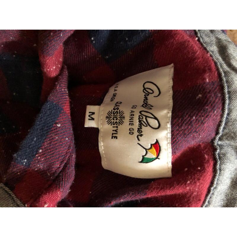 近全新 Arnold Palmer純棉格子 深色長袖上衣襯衫 雨傘牌-細節圖3