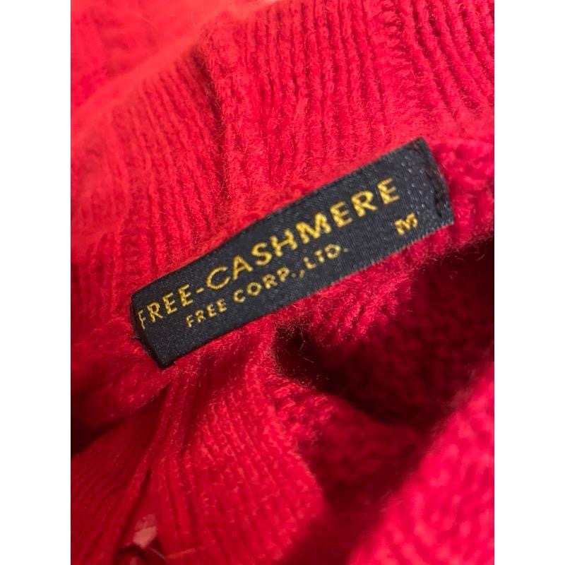 二手近全新 FREE KING-CASHMERE 喀什米爾紅色 長袖連帽保暖毛衣外套 臺灣製-細節圖3