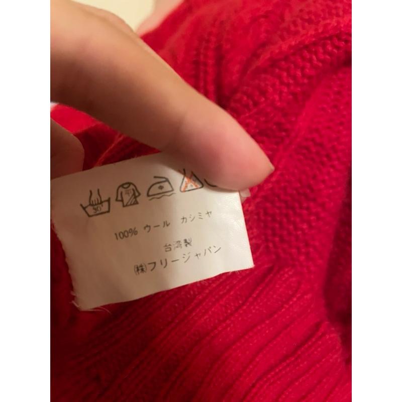 二手近全新 FREE KING-CASHMERE 喀什米爾紅色 長袖連帽保暖毛衣外套 臺灣製-細節圖5