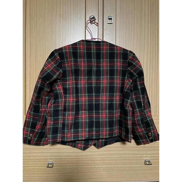 9成新二手男女童裝 格子長袖長袖上衣外套-細節圖3