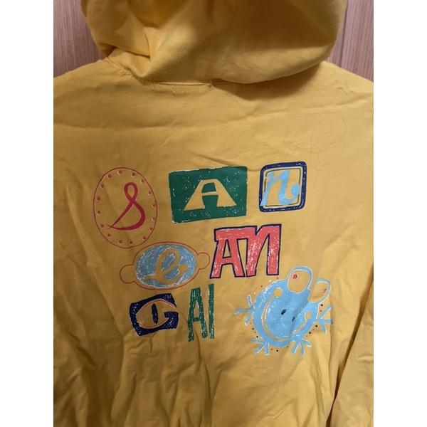 二手童裝可愛插畫 黃色長袖連帽外套San ban gai 適合130公分以下孩童-細節圖3