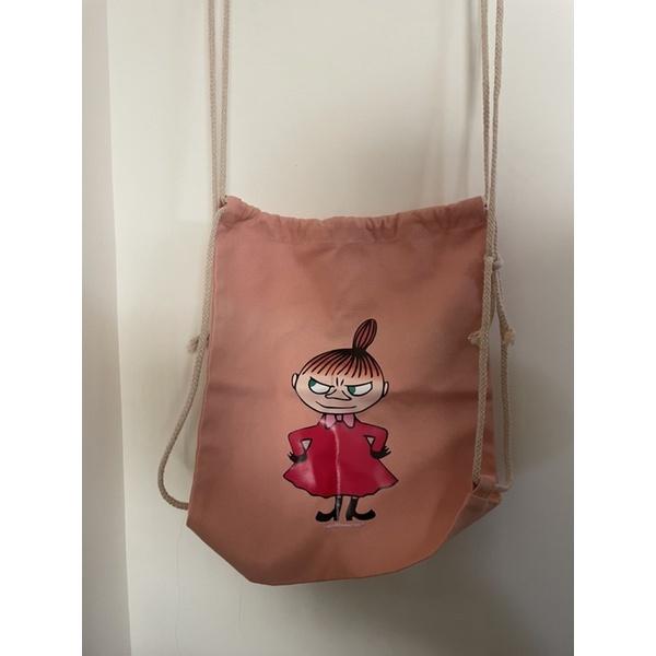 yoshi 嚕嚕米粉 後背 帆布 可愛 束口袋-細節圖2