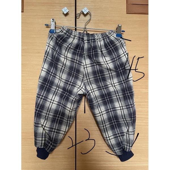 二手童裝 9成新 uniqlo基本款風 黑白方格條紋個性 鬆緊帶 運動 寬鬆童褲-細節圖2