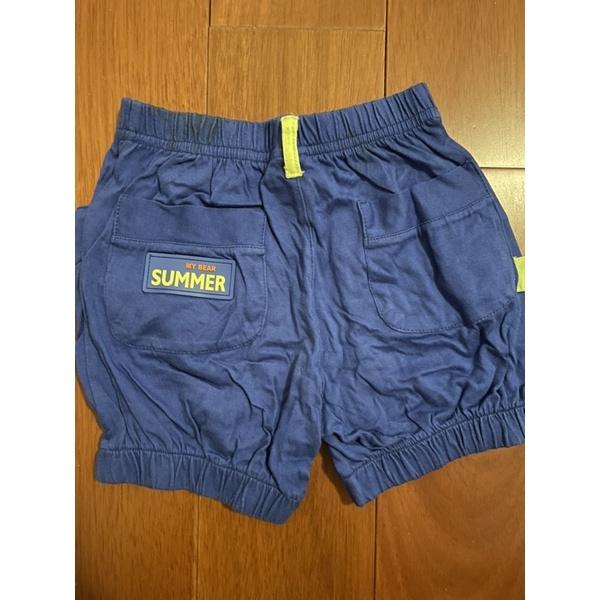 mybaby男女純棉藍鬆緊帶休閒可愛短褲-細節圖2
