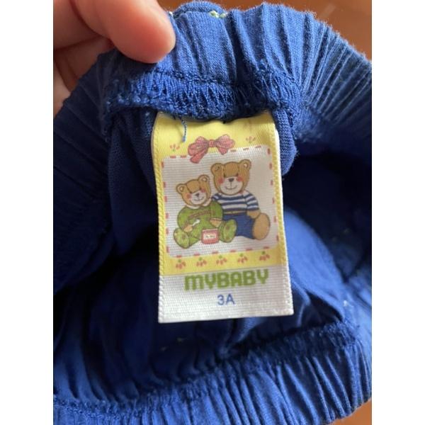 mybaby男女純棉藍鬆緊帶休閒可愛短褲-細節圖4