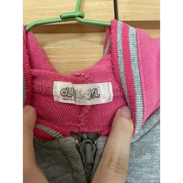 二手女童裝 專櫃品牌olive oyl 奧利薇 純棉長袖帽子外套-細節圖2