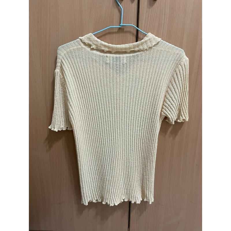 二手百貨公司專櫃 ensuey銀穗 短袖領子上衣-細節圖2