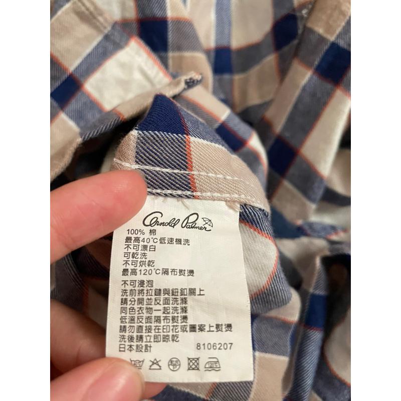 二手近全新 Arnold Palmer純棉格子翻領長袖上衣 雨傘牌-細節圖3