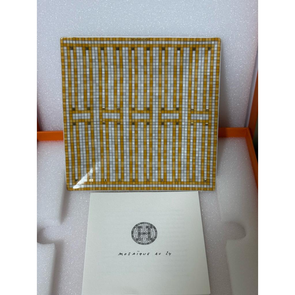 Hermes 愛馬仕Mosaique au 24 gold 2號正方形餐盤 平底杯 生日禮物 送禮 最佳推薦-細節圖2