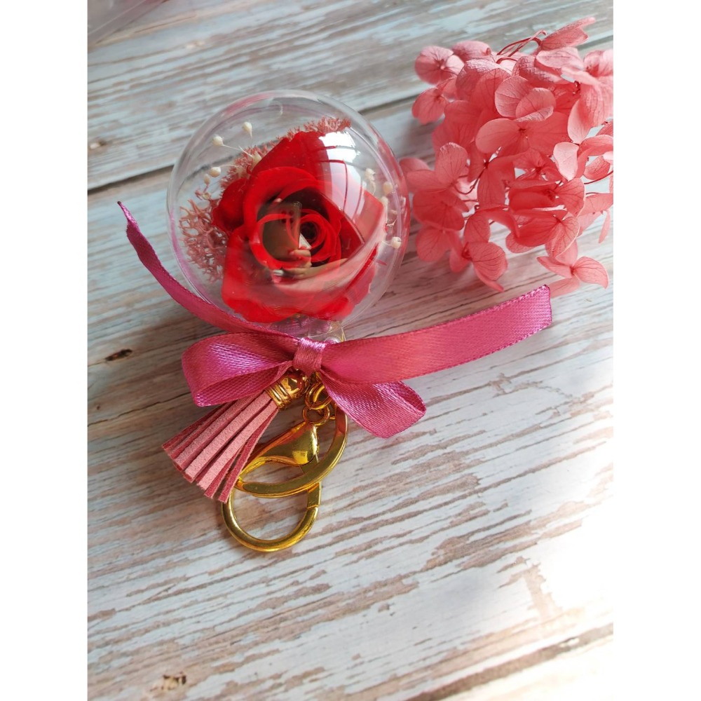🌺花草遊戲🌺永生花 鑰匙圈💐永生玫瑰 教師節 情人節 母親 生日禮物 婚禮小物🌺 吊飾 交換禮物 伴娘-規格圖3