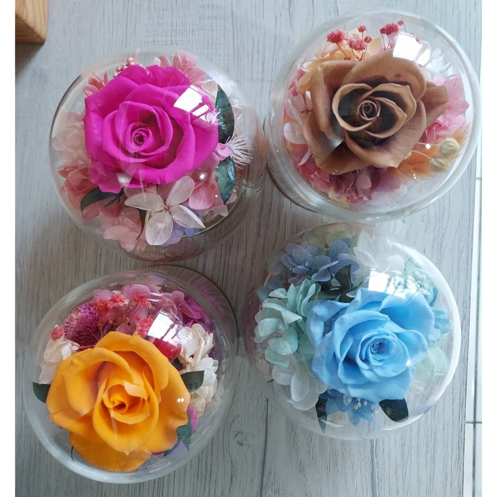 🌺花草遊戲🌺七夕禮物🎁 永生玫瑰花小夜燈 🌹 生日禮物 乾燥花 永生花玻璃罩 🌻水晶球 情人節 母親節禮物-細節圖3