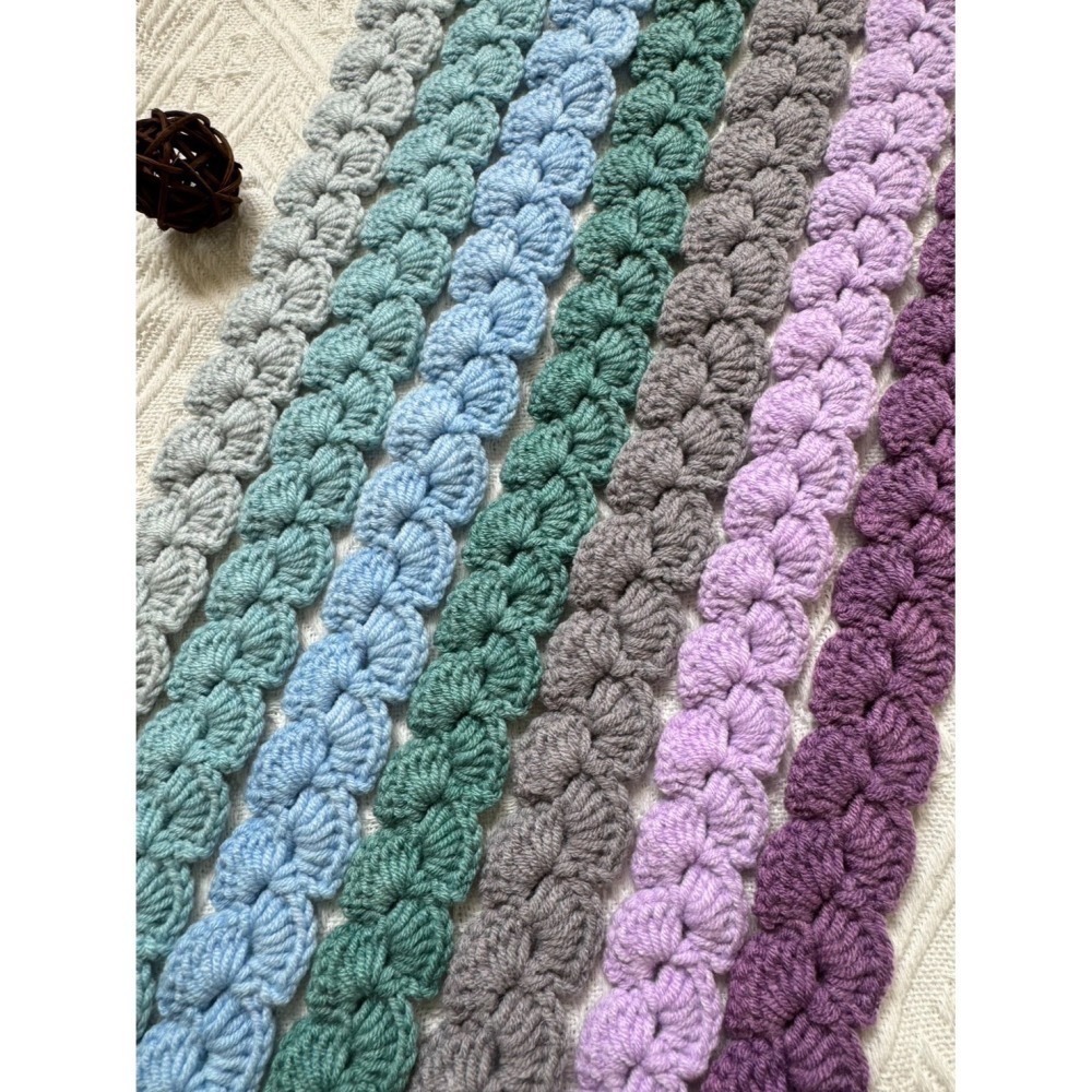 編織髮帶 貝殼花素面髮帶 手作毛線髮帶-細節圖2