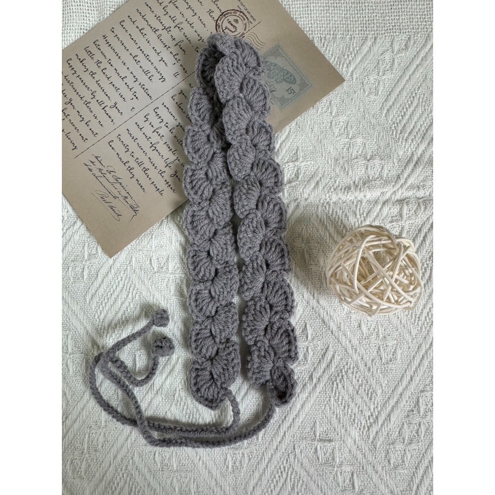 編織髮帶 貝殼花素面髮帶 手作毛線髮帶-規格圖3