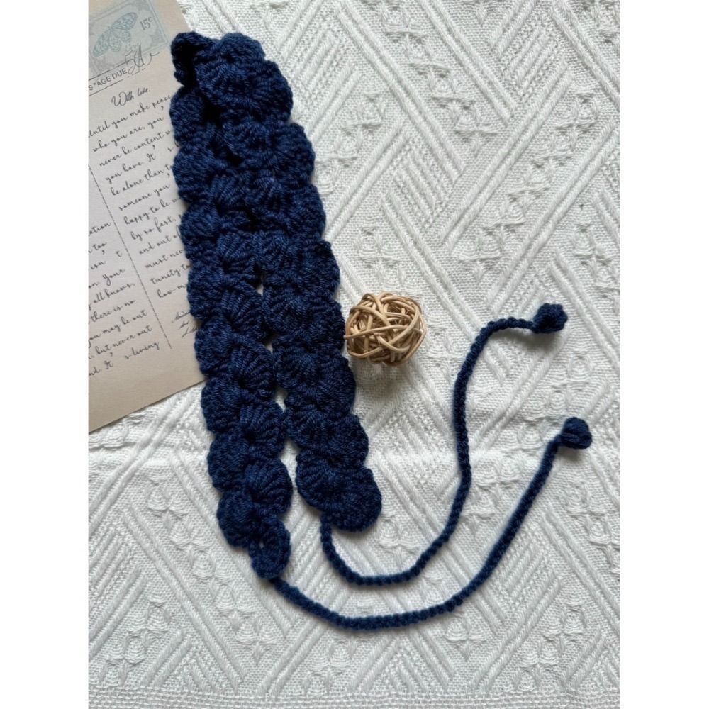 編織髮帶 貝殼花素面髮帶 手作毛線髮帶-規格圖3