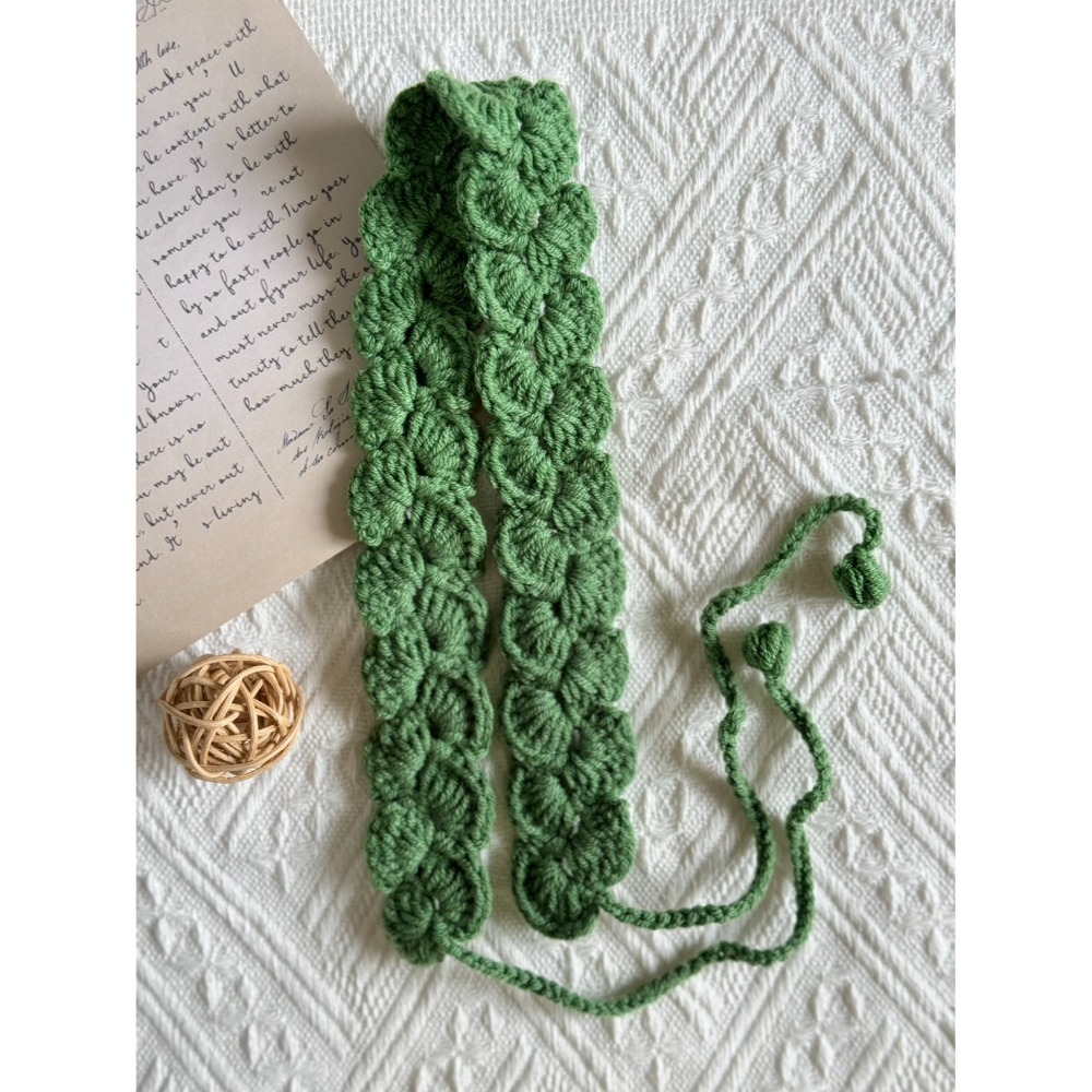 編織髮帶 貝殼花素面髮帶 手作毛線髮帶-規格圖3