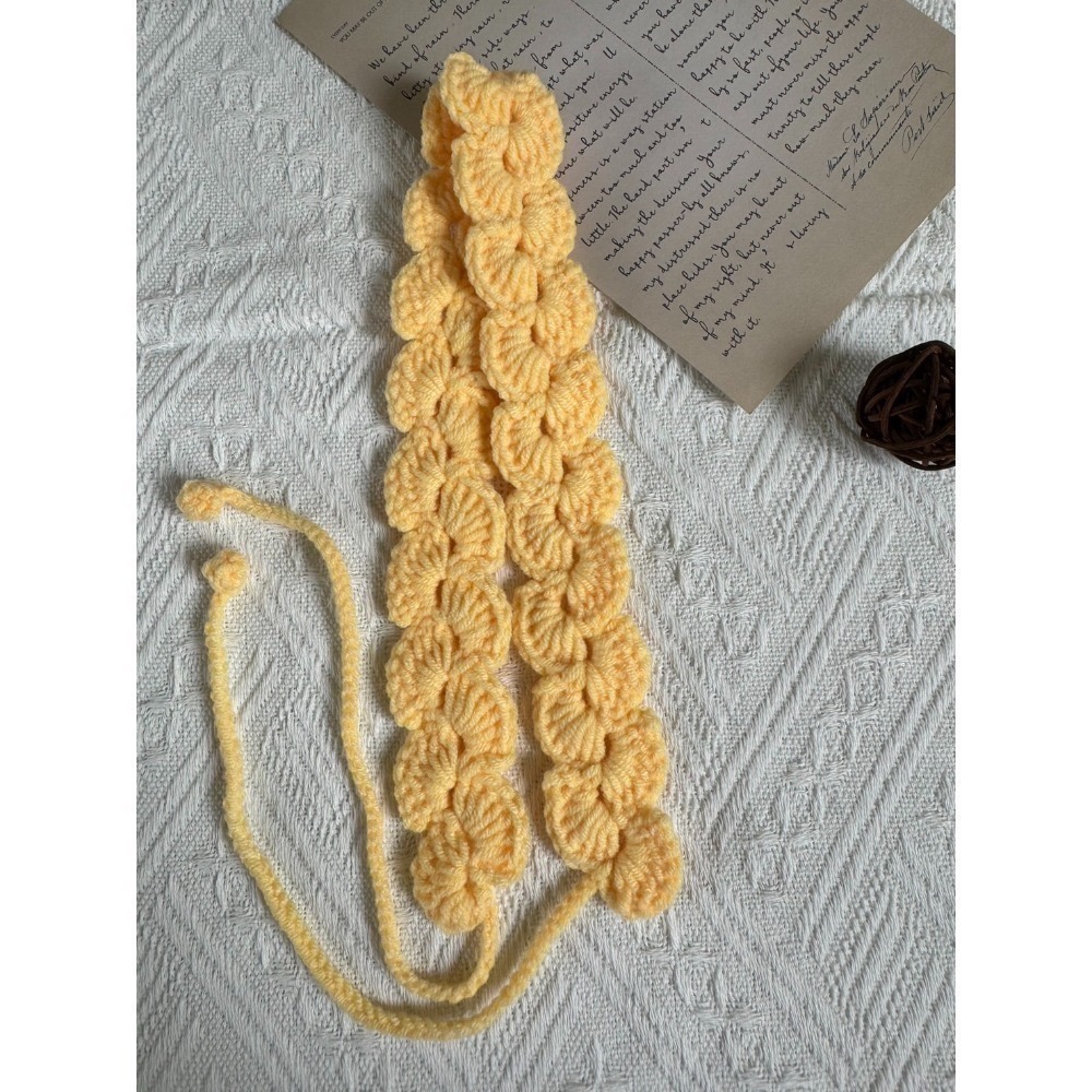 編織髮帶 貝殼花素面髮帶 手作毛線髮帶-規格圖3