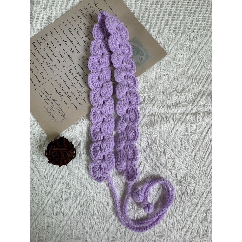 編織髮帶 貝殼花素面髮帶 手作毛線髮帶-規格圖3