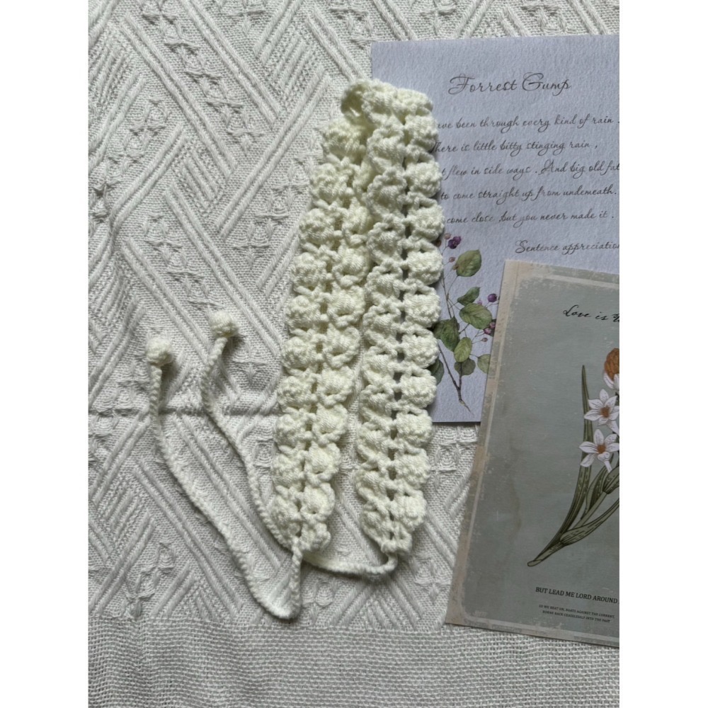 編織髮帶 復古花邊手作毛線髮帶 毛線手作-規格圖2