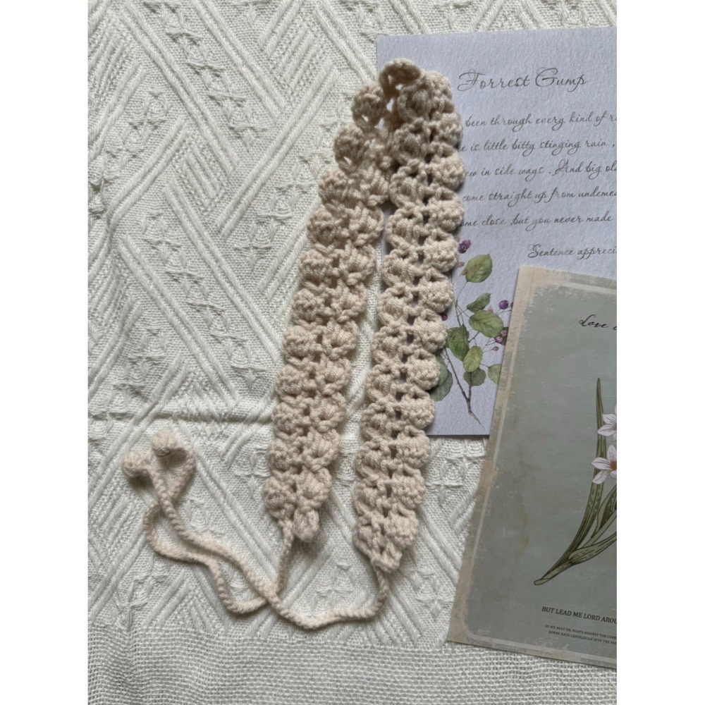 編織髮帶 復古花邊手作毛線髮帶 毛線手作-規格圖2