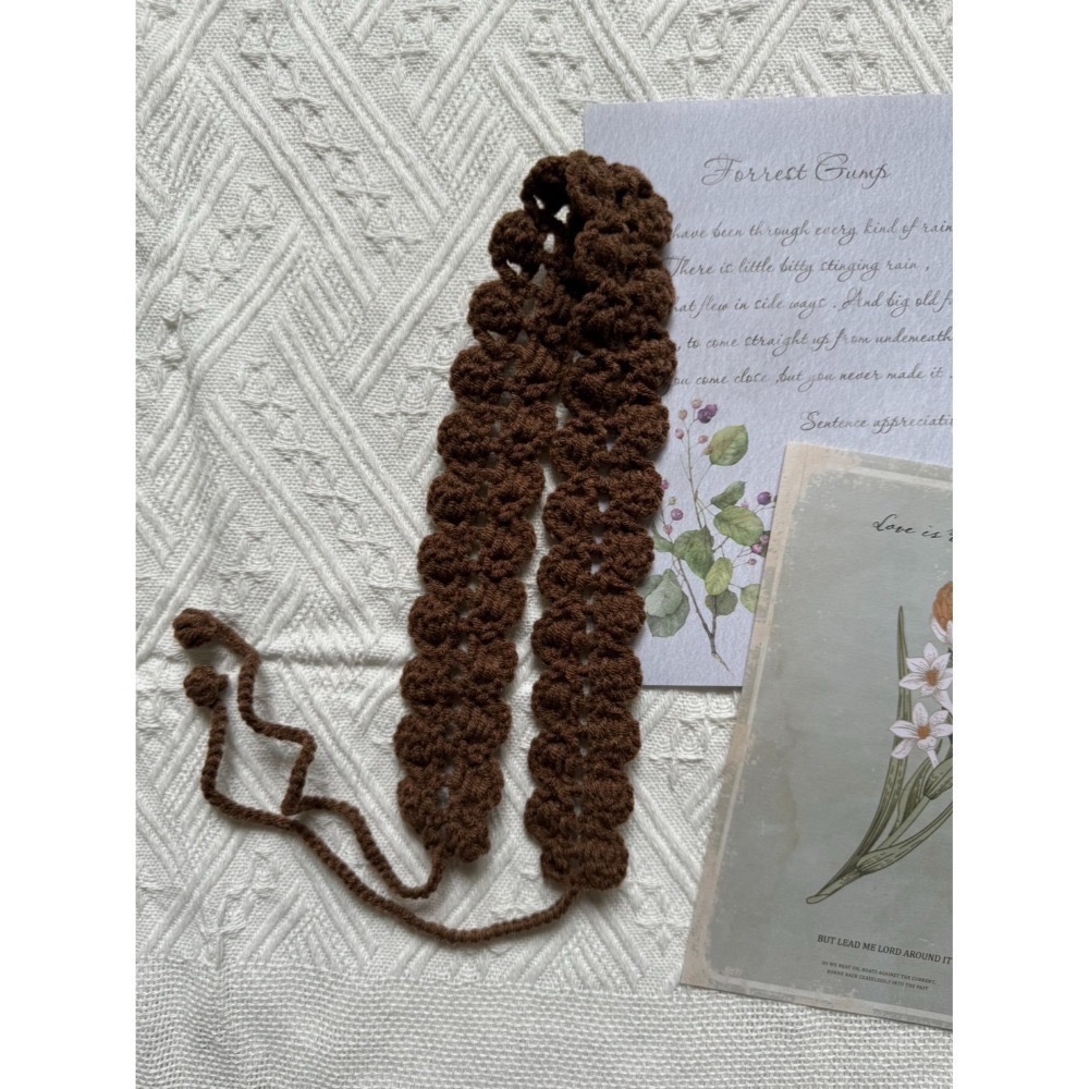 編織髮帶 復古花邊手作毛線髮帶 毛線手作-規格圖2