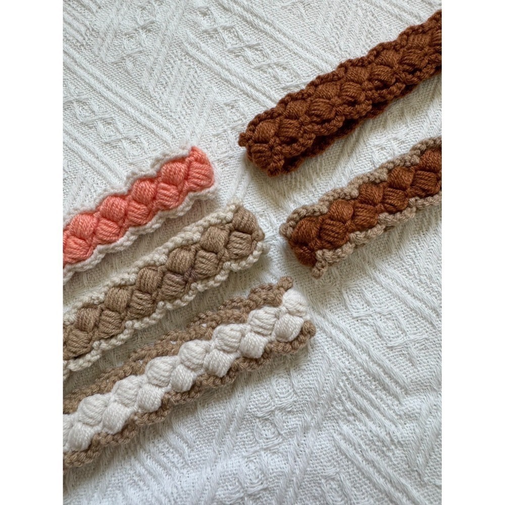 編織髮帶 方形雙色手作毛線髮帶 毛線手作-細節圖2