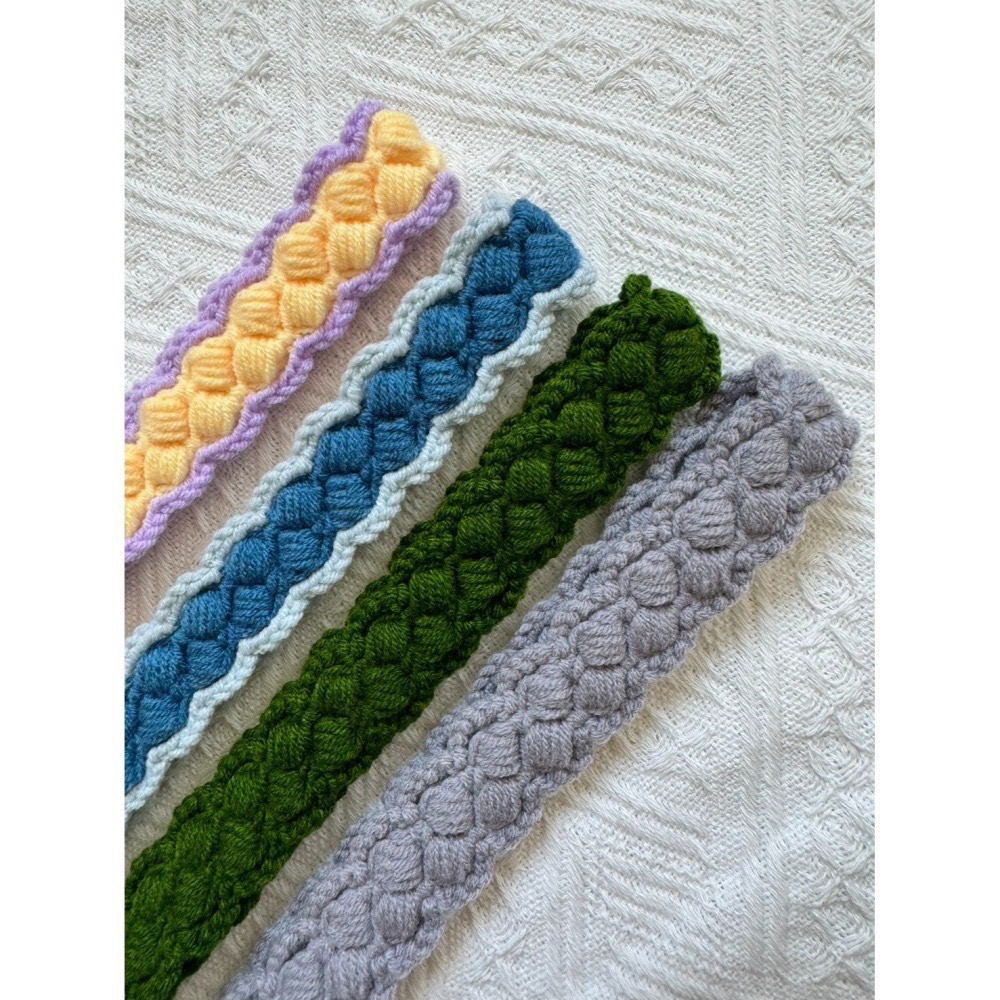 編織髮帶 方形雙色手作毛線髮帶 毛線手作-細節圖3