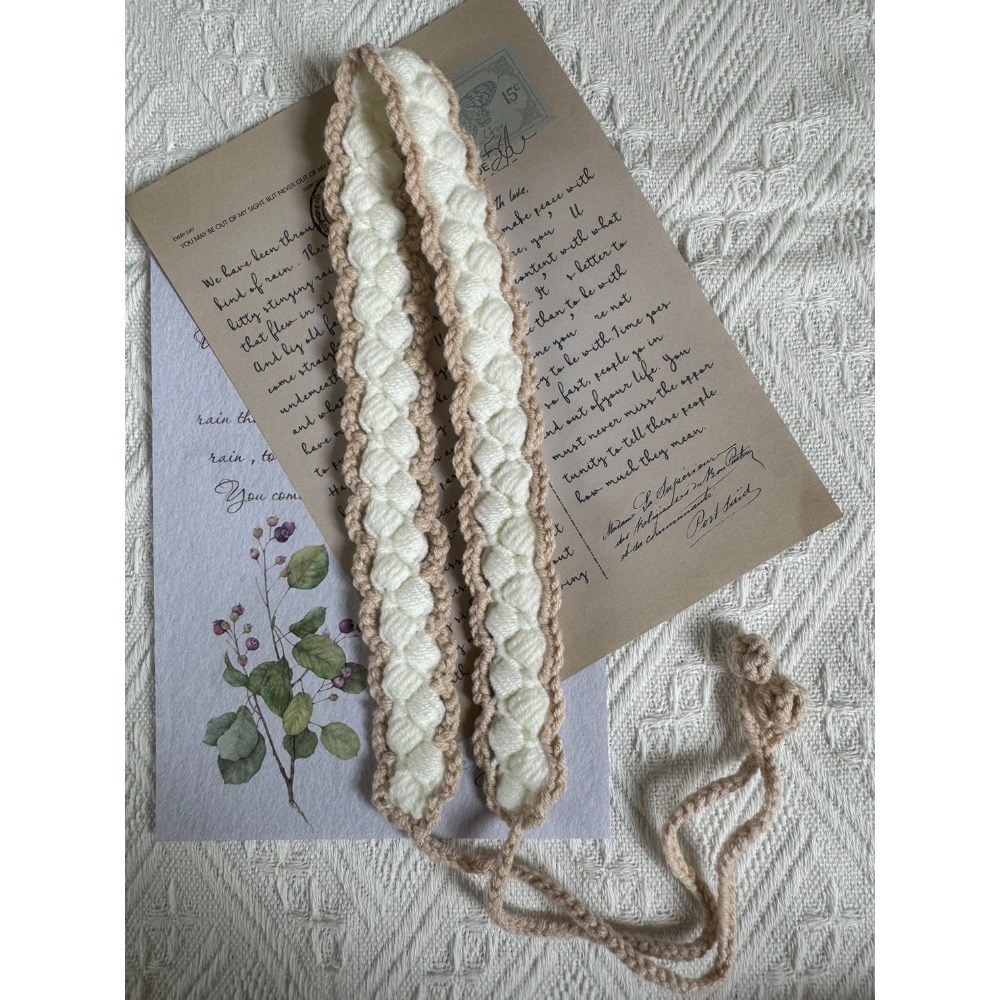 編織髮帶 方形雙色手作毛線髮帶 毛線手作-規格圖3