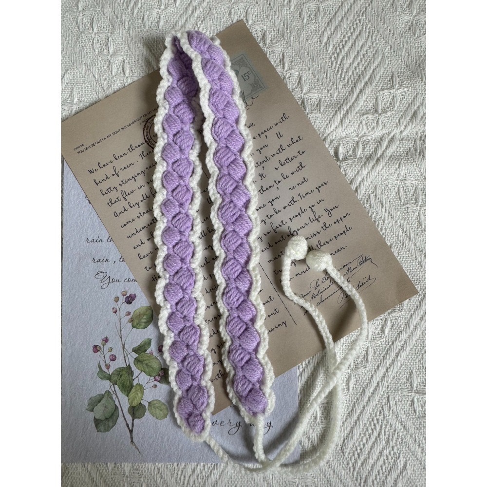 編織髮帶 方形雙色手作毛線髮帶 毛線手作-規格圖3