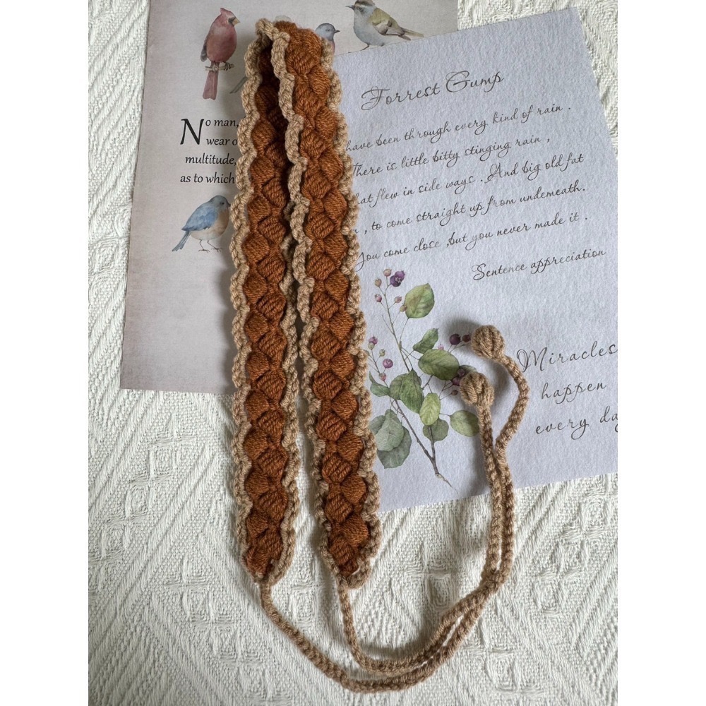 編織髮帶 方形雙色手作毛線髮帶 毛線手作-規格圖3