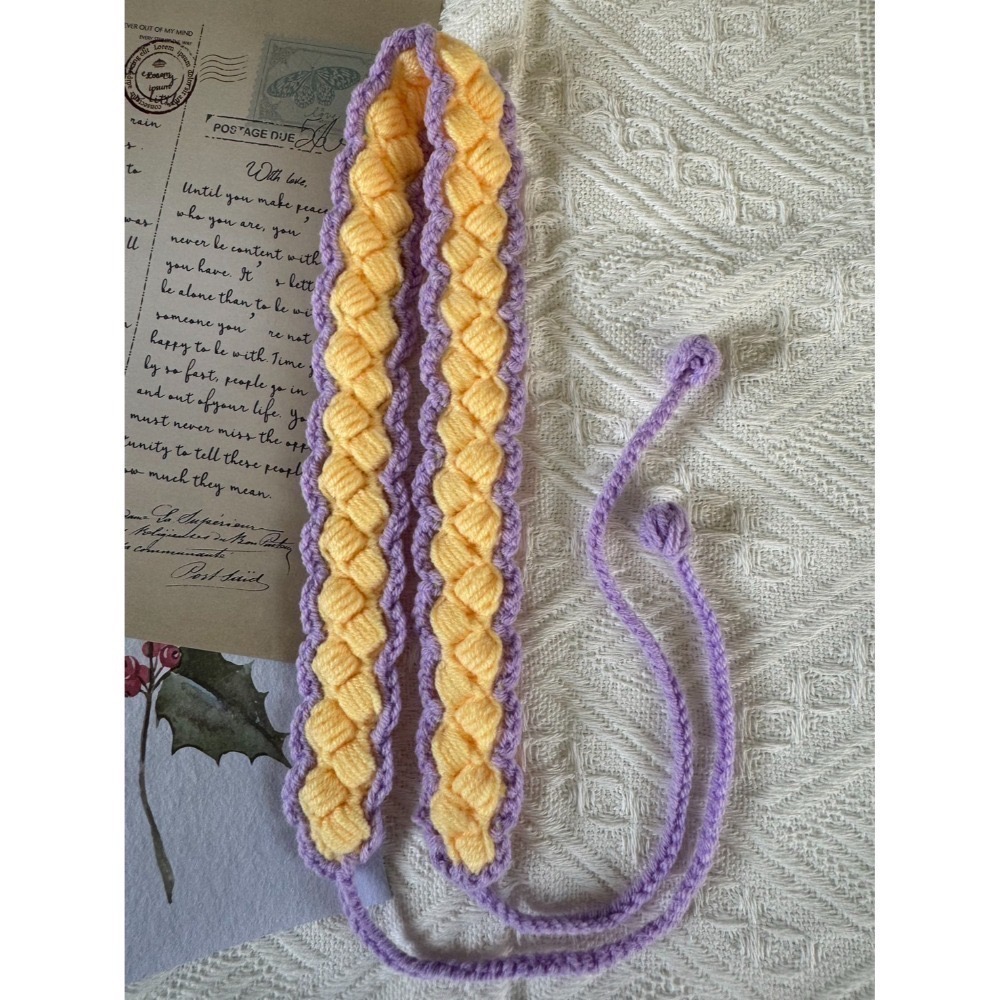 編織髮帶 方形雙色手作毛線髮帶 毛線手作-規格圖3