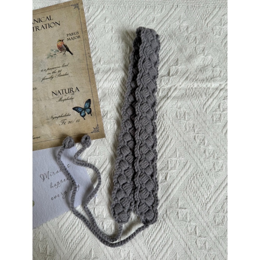 編織髮帶 方形雙色手作毛線髮帶 毛線手作-規格圖3