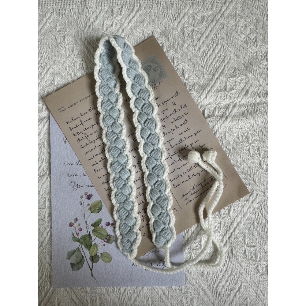 編織髮帶 方形雙色手作毛線髮帶 毛線手作-規格圖3