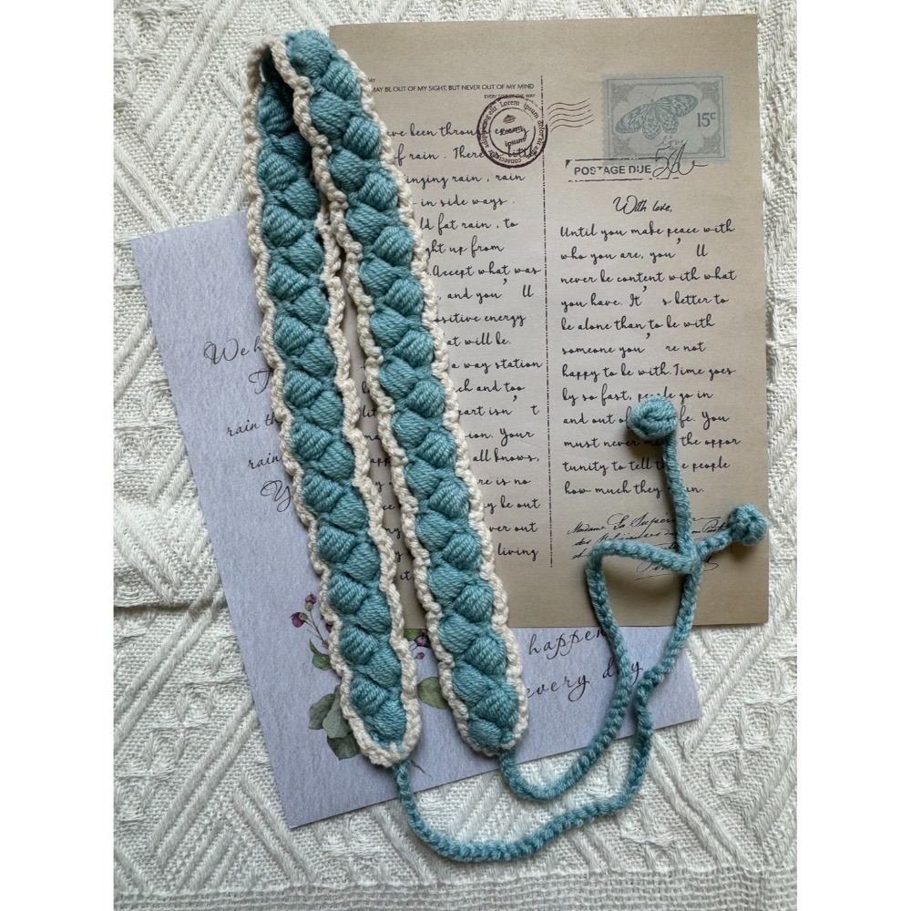 編織髮帶 方形雙色手作毛線髮帶 毛線手作-規格圖3