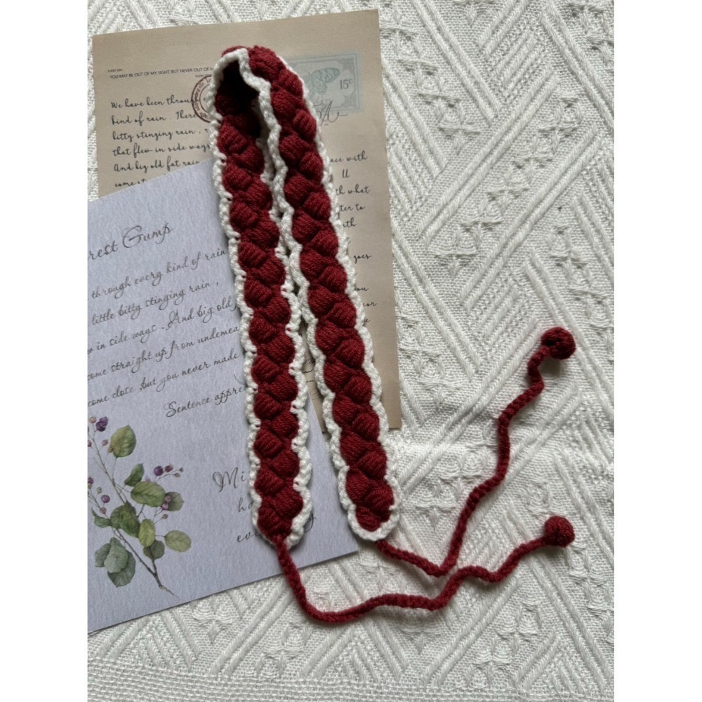 編織髮帶 方形雙色手作毛線髮帶 毛線手作-規格圖3