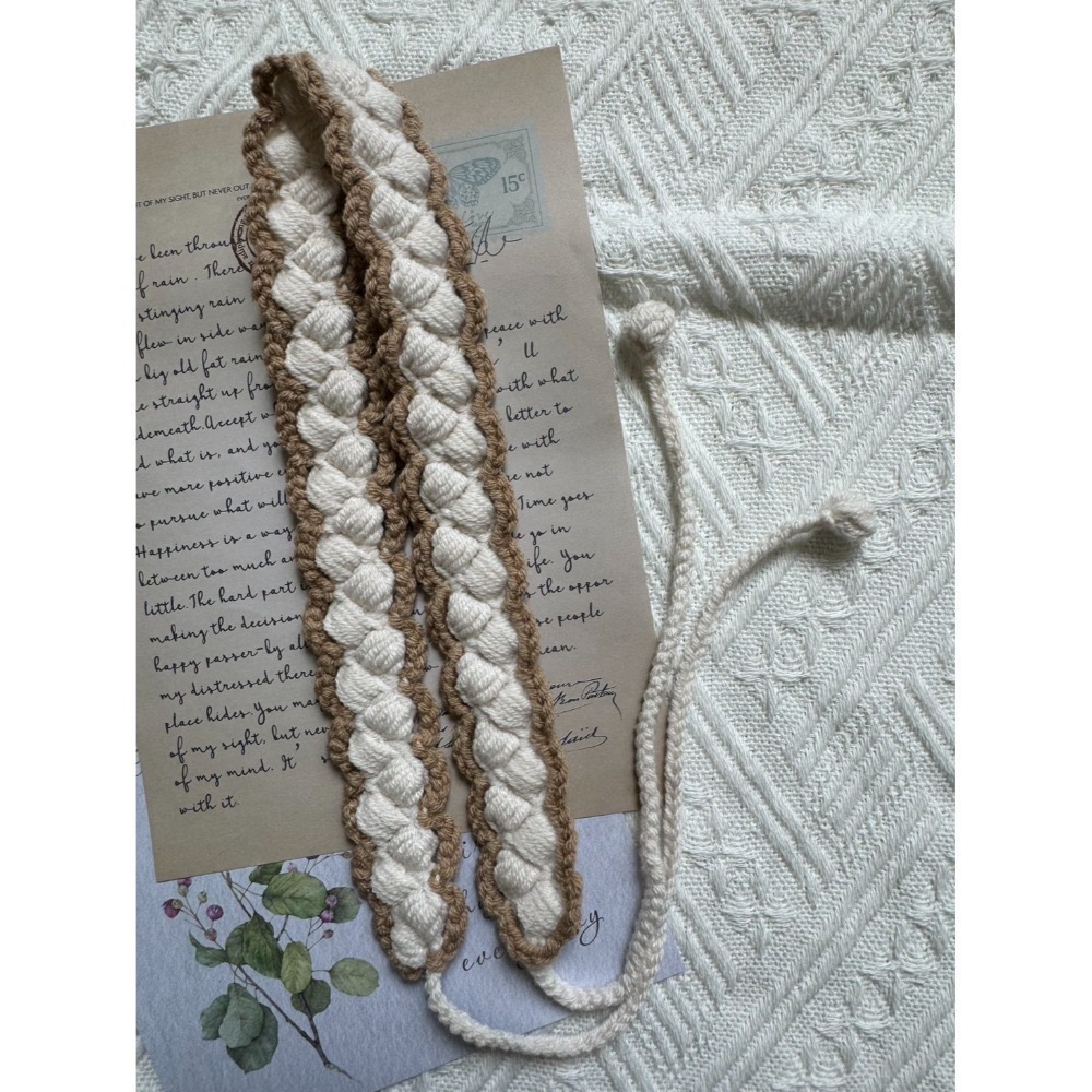 編織髮帶 方形雙色手作毛線髮帶 毛線手作-規格圖3