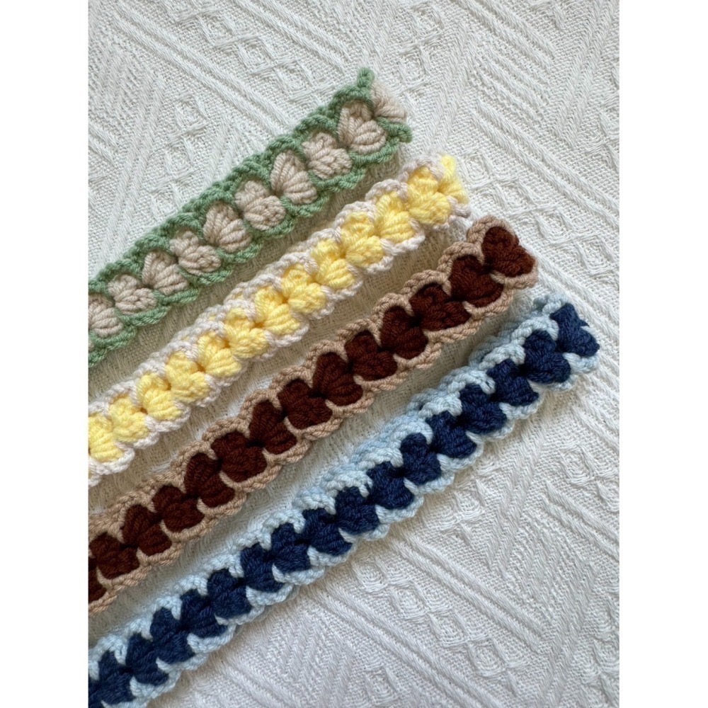 編織髮帶 愛心雙色手作毛線髮帶 毛線手作-細節圖2