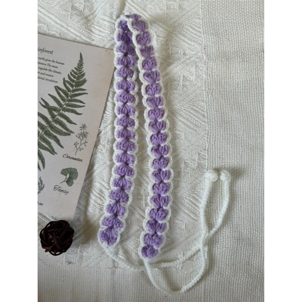 編織髮帶 愛心雙色手作毛線髮帶 毛線手作-規格圖2