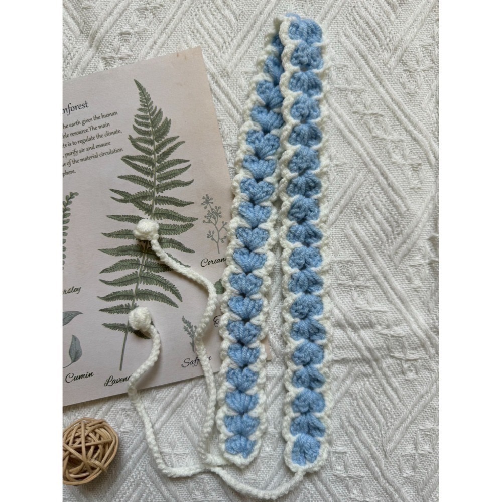 編織髮帶 愛心雙色手作毛線髮帶 毛線手作-規格圖2