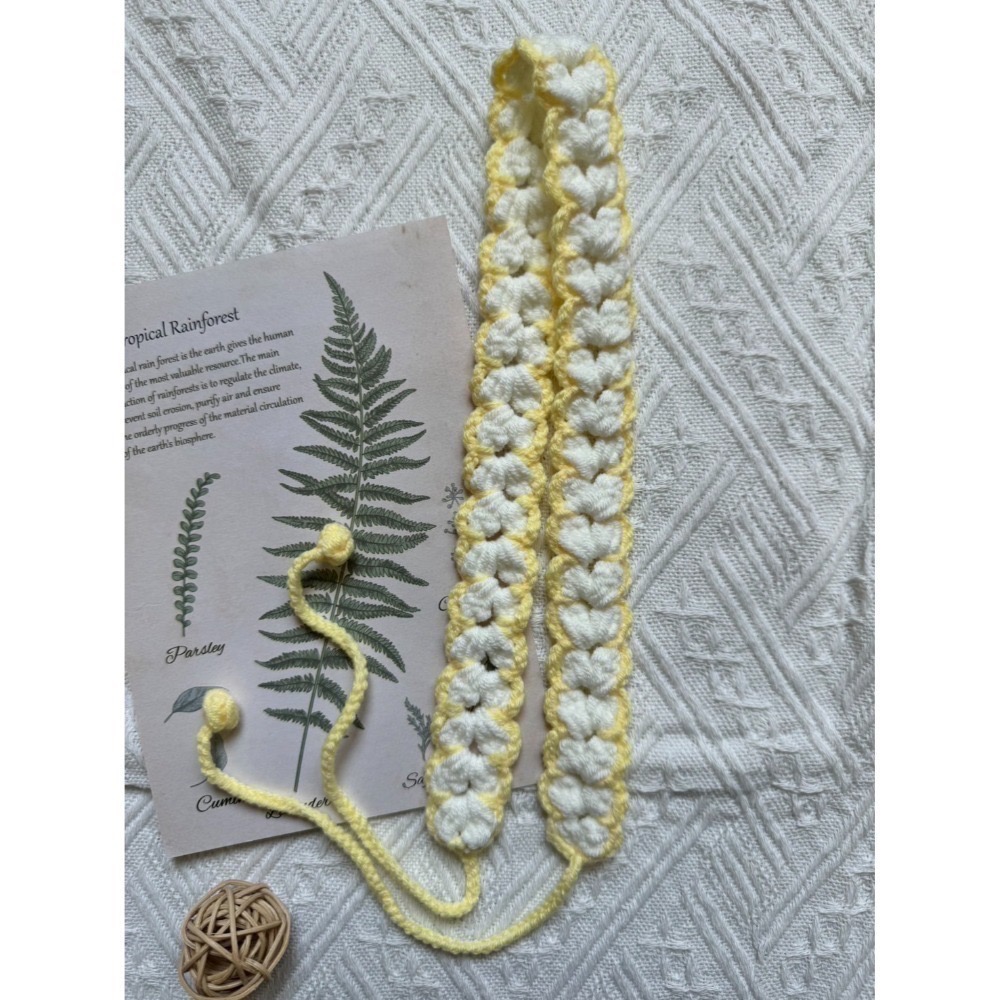 編織髮帶 愛心雙色手作毛線髮帶 毛線手作-規格圖2