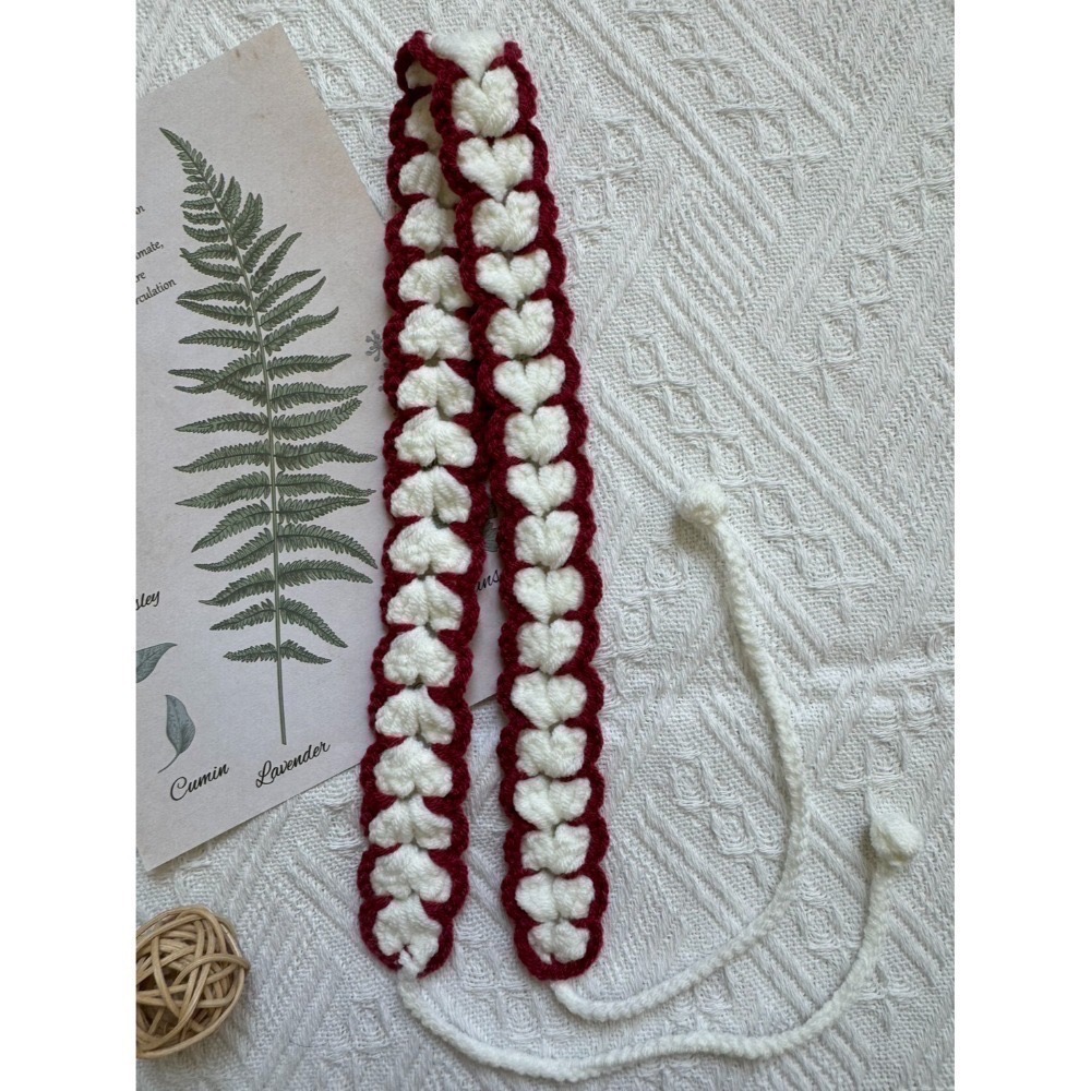 編織髮帶 愛心雙色手作毛線髮帶 毛線手作-規格圖2