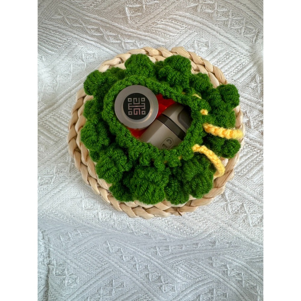 編織毛線小收納包 鳳梨 棕欖樹-細節圖2