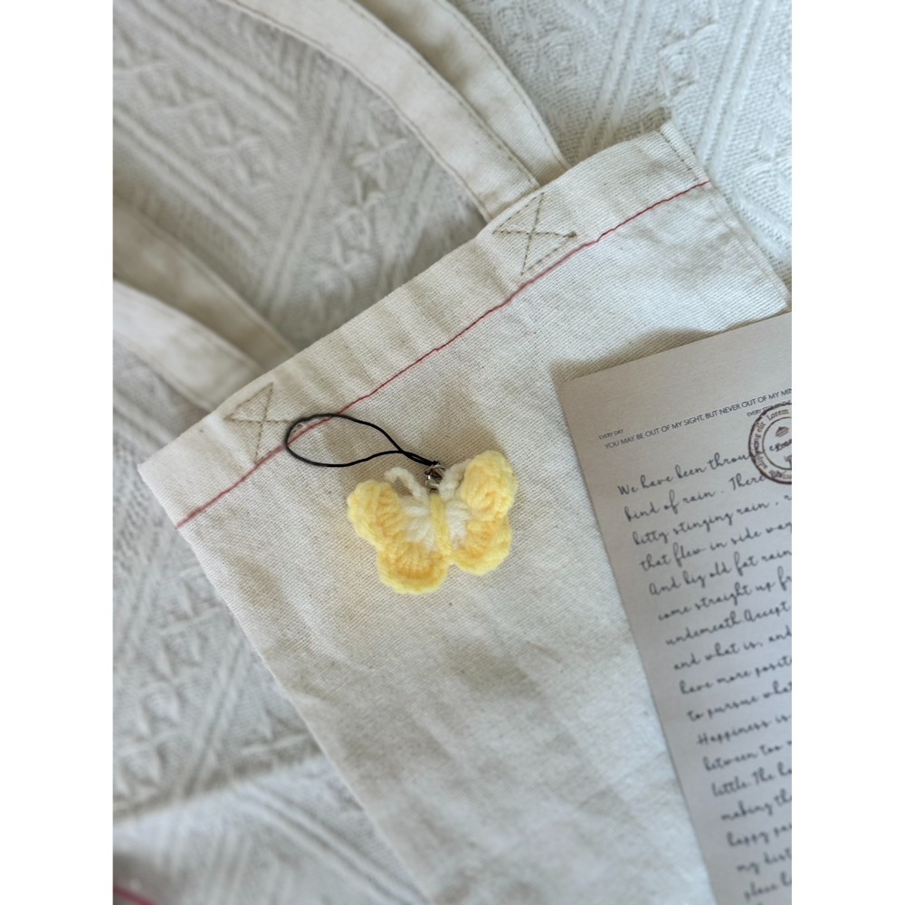 小蝴蝶吊飾 毛線編織吊飾 手作吊飾-規格圖2