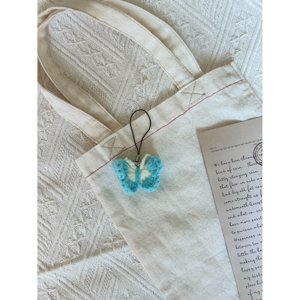 小蝴蝶吊飾 毛線編織吊飾 手作吊飾-規格圖2