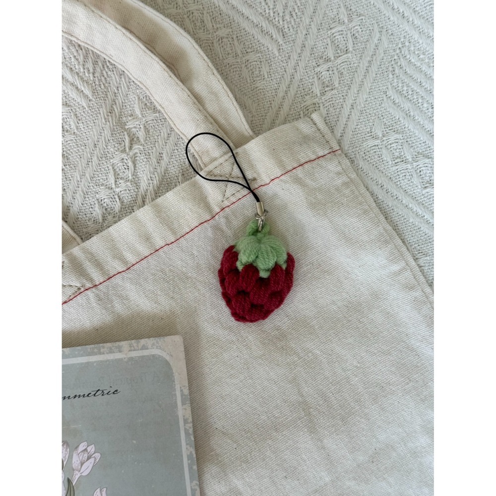 草莓小髮夾 草莓吊飾 毛線髮夾 毛線吊飾 手作毛線編織-規格圖3
