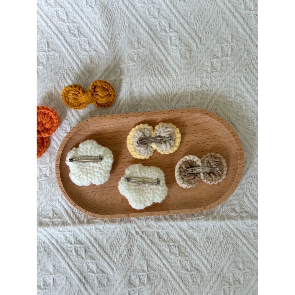 毛線裝飾別針 荷包蛋別針 安全別針 手作編織別針-細節圖2