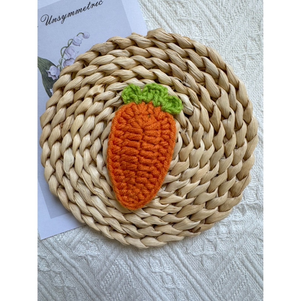 編織髮夾 大髮夾 胡蘿蔔髮夾 毛線手作髮夾-規格圖1