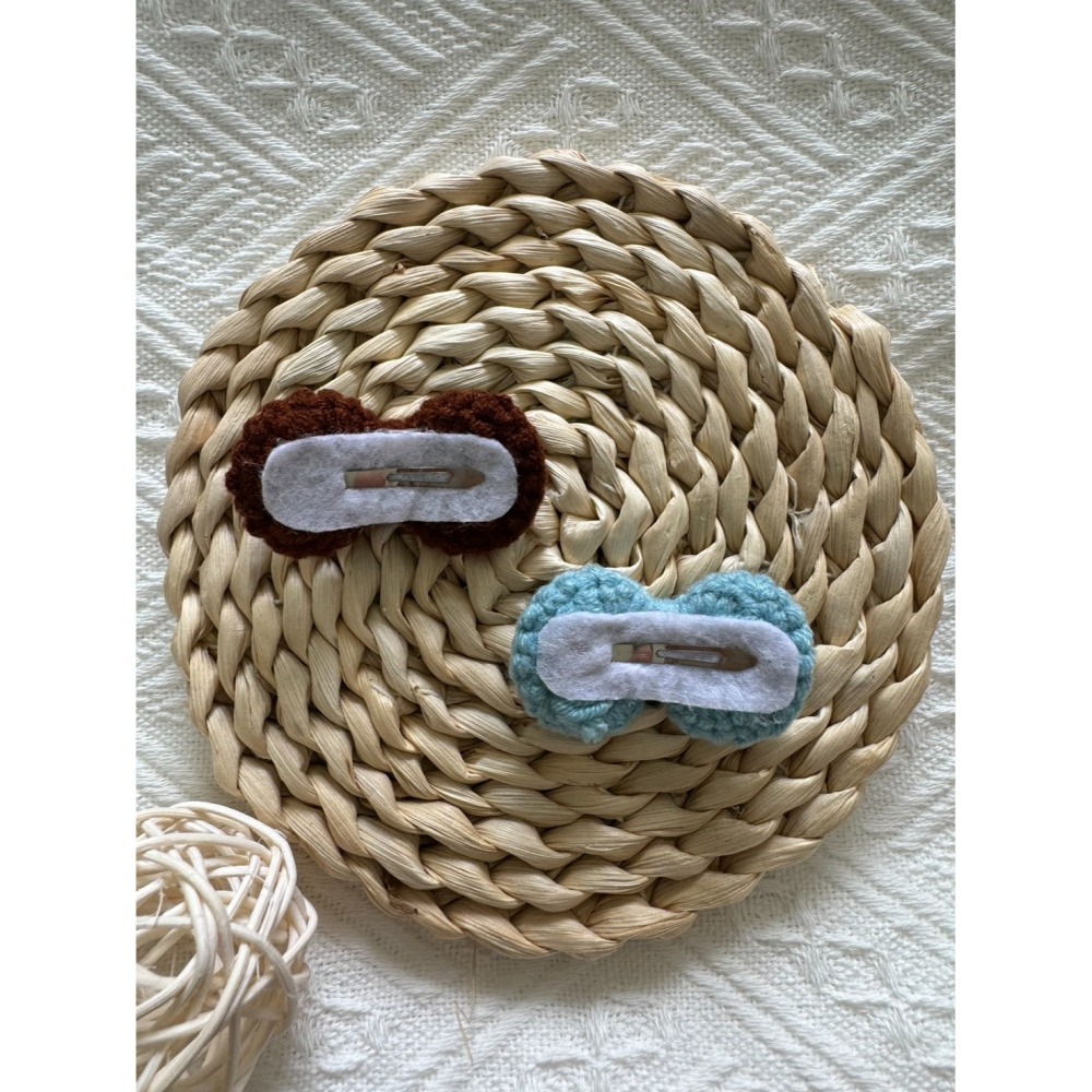 編織髮夾 蝴蝶結小髮夾 毛線手作髮夾-細節圖2